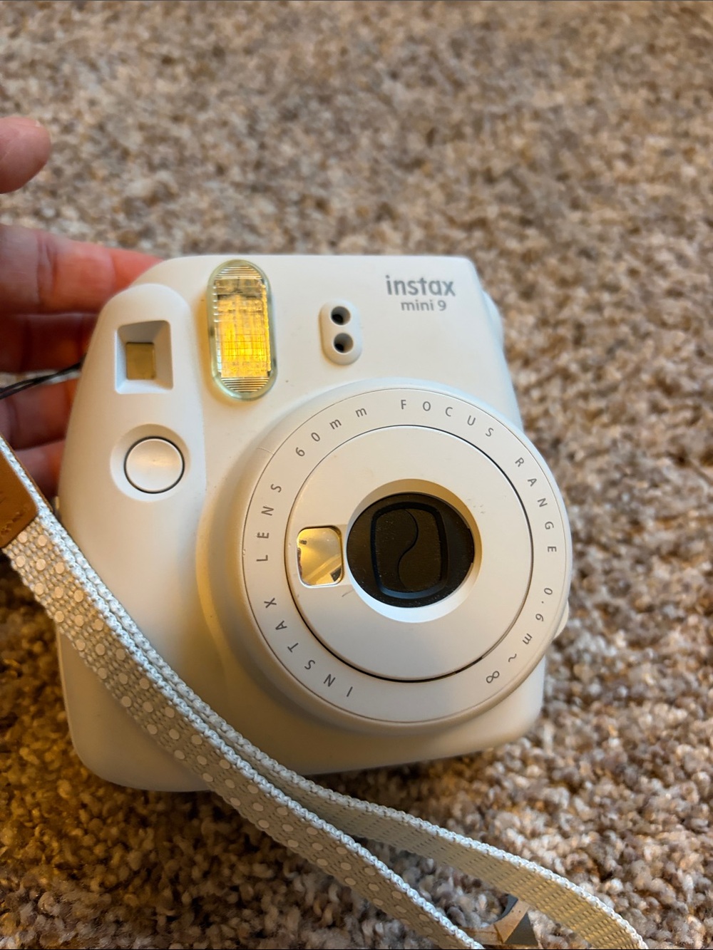Fujifilm Instax Mini 9 Instant Camera in White with Silver Strap